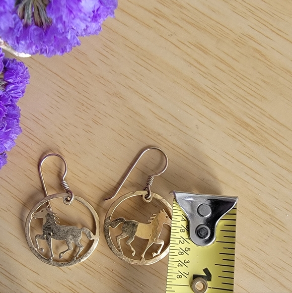 WILD BRYDE 14K Gold Plated Horse Dangle Earrings - Picture 4 of 5